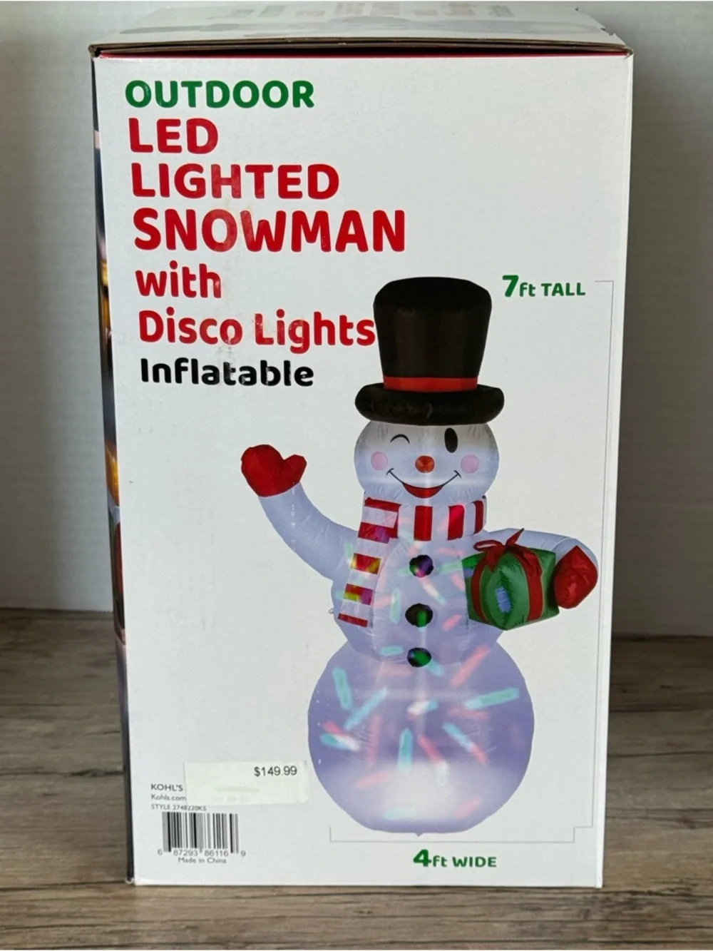 Outdoor LED Lighted Snowman Inflatable with Disco Lights